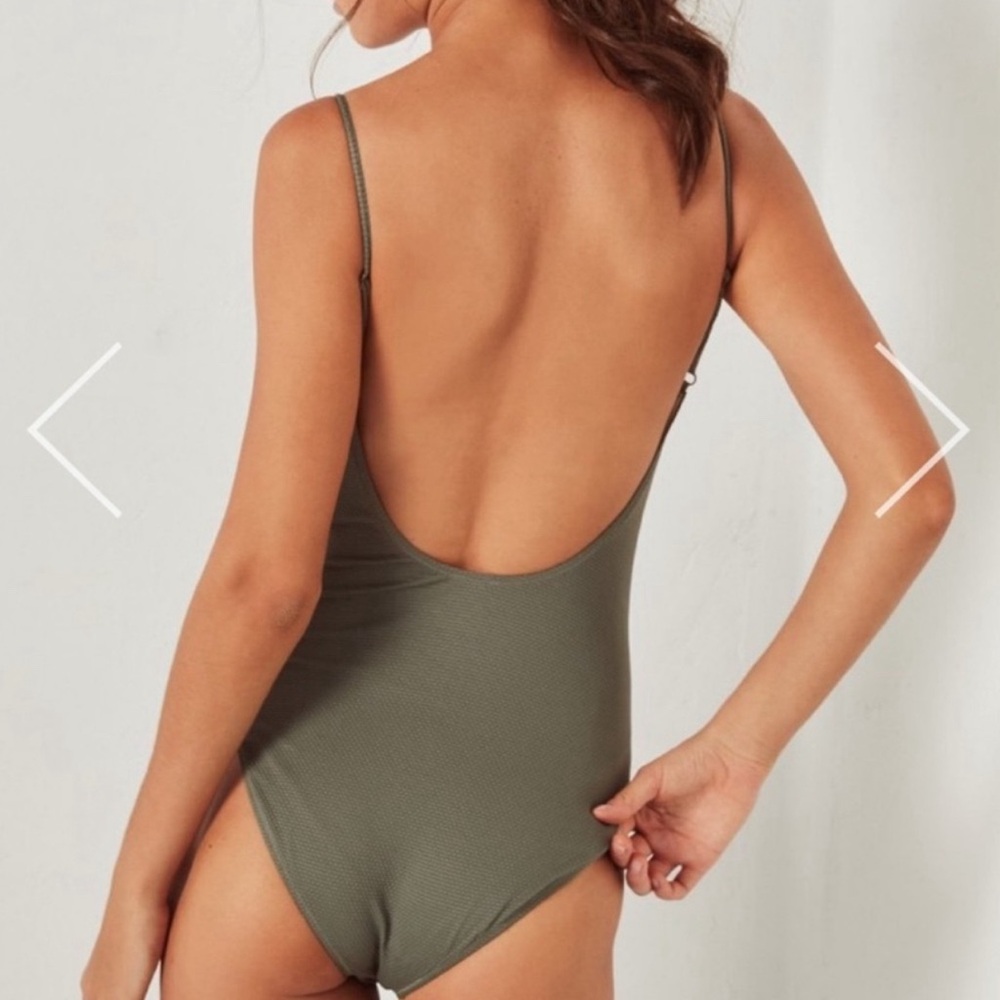 Olive Green Women's Swimsuit - Picture 2 of 7